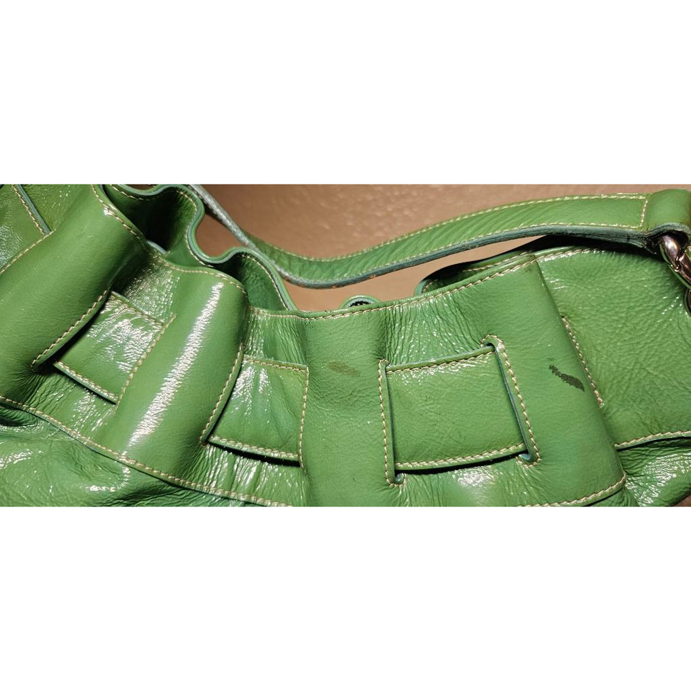 Furla Green Ruched Leather Shoulder Bag Made in Italy - Picture 7 of 10